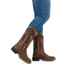 BOTA TEXANA – COURO HORSE NESCAU BORDADO FLORÊNCIA PRETO, BRANCO E BEGE